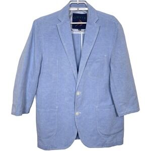 ORVIS Men Light Blue Linen Cotton Blend Sport Coat Blazer 42R Safari‎ Relaxed